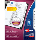 Avery Ready Index Numbered (1-12) Divider Tabs - Black and White - Letter Size - 12 Tabs-12 tabs