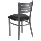 Flash Furniture HERCULES Series Silver Slat Back Metal Restaurant Chair - Black Vinyl Seat-Black Vinyl Upholstered Seat