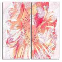Designart Grapefruit Colour Flower Canvas Art Print, 40"W x 40"H, 2 Panels, (PT3420-3-40-40)-Print