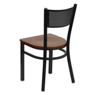 Flash Furniture HERCULES Series Black Grid Back Metal Restaurant Chair - Cherry Wood Seat-Cherry Finished Wood Seat