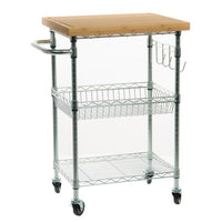 TRINITY EcoStorage Bamboo Kitchen Cart, Chrome (TBFZ-1401)-EcoStorage finish represents eco-friendly production - No toxic chemicals are released into the environment during the production of this product
