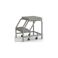 Tri-Arc Manufacturing – Échelle roulante en aluminium, larg. de marche de 16 po, marche de type dentelé, 2 marches (WLAR002165)-Nombre de marches : 2