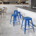Flash Furniture – Tabouret de comptoir de 24 po en métal sans dossier, int/ext, siège carré, bleu (CH3132024BL)-Conception sans dossier