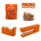 JAM Paper Office Starter Desk Kit, Orange (338756or)-Includes paper clips, binder clips, tape dispenser, stapler, and staples