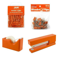 JAM Paper Office Starter Desk Kit, Orange (338756or)-Includes paper clips, binder clips, tape dispenser, stapler, and staples