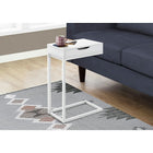 Monarch Specialties 3601 Accent Table - White/White Metal With A Drawer-Product Dimensions: 25"H x 16"W x 10.25"D