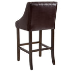 Flash Furniture Carmel Series 30" High Transitional Tufted Walnut Barstool with Accent Nail Trim - Brown LeatherSoft - 2 Pack-Nailhead Trimmed Curved Arms