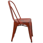 Flash Furniture Commercial Grade Distressed Kelly Metal Indoor-Outdoor Stackable Chair - Red-Curved Back with Vertical Slat
