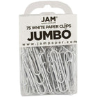 JAM Paper Coloured Jumbo Paper Clips, Large, White Paperclips, 6 Packs of 75, 450 Total (2184934g)-Length: 2"