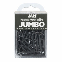 JAM Paper Colored Jumbo 2" Paper Clips - Grey - 2 Packs of 75-Color: Dark Grey