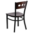 Flash Furniture HERCULES Series Black 3 Circle Back Metal Restaurant Chair - Walnut Wood Back & Seat-Walnut Finished Wood Seat