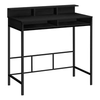 Monarch Specialties 7700 48" Computer Desk - Black/Black Standing Height-Computer desk standing high in a black finish featuring a small hutch and 2 open storage shelves