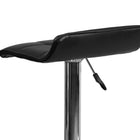 Tabouret de bar contemporain à hauteur ajustable en vinyle noir avec base chromée (DS-801B-BK-GG)-Siège pivotant
