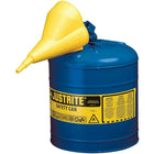 JustriteMD – Bidon de sécurité de type I avec entonnoir, 1 gal, 9 1/2 x 11 po, bleu-Les bidons de sécurité de type I sont conçus avec un seul bec pour remplir et verser toutes sortes de liquides inflammables
