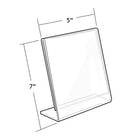 Azar Displays 7" x 5" Vertical Slanted L-Shape Acrylic Sign Holder, Clear, 10 Pack (112722)-Use as a tabletop display or as a picture frame