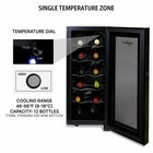 Koolatron 12 Bottle Wine Cooler, 1 cu. ft. (28L) Freestanding Thermoelectric Wine Fridge - Black-Easy to use dial controls