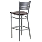 Flash Furniture HERCULES Series Silver Slat Back Metal Restaurant Barstool - Mahogany Wood Seat - 2 Pack-.625" Thick Plywood Seat