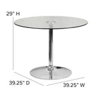 Flash Furniture 39.25" Round Glass Table with 29"H Chrome Base-Base Diameter: 23.5''
