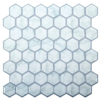 CTG Brands Hexagon Wall Tile, 10" x 10", White Marble, 6 Pack-Set: comes in a box of 6 premium quality wall tiles, suitable for smooth and clean surfaces