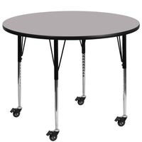 Flash Furniture Mobile 42" Round Grey Thermal Laminate Activity Table - Standard Height Adjustable Legs-Popular Round Activity Table