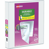 Avery® - Reliure de présentation robuste à anneaux obliques en D, 1 1/2 po, blanc-Les panneaux avant et arrière plus larges couvrent complètement les onglets et séparateurs standard