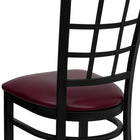 Flash Furniture – Chaise de restaurant en acier à dossier ajouré, noir, siège en vinyle bourgogne (XUDG6Q3BWINBURV)-Mousse ignifuge CA117