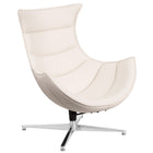 Flash Furniture Melrose Leather Swivel Cocoon Chair - White-Retro Style