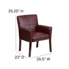Flash Furniture – Fauteuil d’appoint de direction en cuir avec pattes en acajou, bourgogne-Patins glisseurs protecteurs en plastique