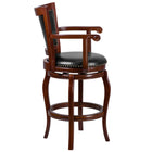 Flash Furniture 30" High Dark Chestnut Wood Barstool with Panel Back & Black Leather Soft Swivel Seat-Black LeatherSoft Upholstery