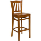 Flash Furniture HERCULES Series Vertical Slat Back Cherry Wood Restaurant Barstool-800 lb. Weight Capacity