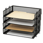 Staples Metal Mesh Stackable Tray - Letter Size - Black-Black metal construction