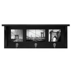 Riley Wall Shelf & Picture Collage, 18.75"L x 4"D x 7"H, 3 Metal Hooks, Black (FN00378-2INT)-Measurement and weight capacity: floating shelf measures 18.75"L x 4"W x 7"H in dimensions. it is the perfect size for an entrance, hallway, foyer, closet, mudroom, kitchens, laundry/utility rooms, garages, and offices. the wall shelf holds up to 10 pounds which allows you to place items with a little more weight
