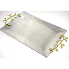 Elegance Gilt Leaf Rectangular Tray Stainless Steel-This Gilt Leaf Rectangular Tray Stainless Steel can fill almost anything and still get a lot of attention.