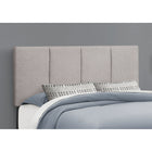 Monarch Specialties 6025Q Queen Size Bed - Grey Linen-Bed frame features wooden slat supports and solid wood legs in a black finish for durability and stability