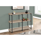 Monarch Specialties 2218 48"L Accent Table - Dark Taupe/Black Metal Console-3 identical shelves providing a symmetrical display piece
