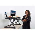 Rocelco 46" Deluxe Adjustable Sit/Stand Keyboard Desk Riser with Anti Fatigue Mat - Black-DADR46 holds 3 monitors, a laptop and more