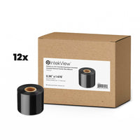 IntekView Thermal Transfer Ribbon Wax - 2.36" x 1476' - Core 1" - 12 Pack-Premium quality, sharp and precise prints