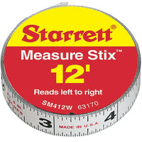Ruban à mesurer en acier Measure Stix, avec endos adhésif, TBD721, 12/paquet-Anglais – lecture de gauche à droite
