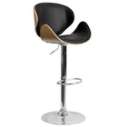 Flash Furniture Beech Bentwood Adjustable Height Barstool with Curved Back & Black Vinyl Seat-Mid-Back Design