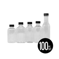 Sandtastik 100 Assorted Sand Art Bottles, 100-Piece Set-Assorted clear bottle shapes with lids