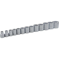 Gray Tools 13 Piece 3/8" Drive 12 Point SAE, Standard Chrome Socket Set, 1/4"-1"-Contains Sizes: 1/4", 5/16", 3/8", 7/16", 1/2", 9/16", 5/8", 11/16", 3/4", 13/16", 7/8", 15/16", 1".