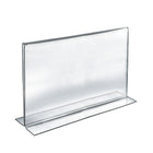 Azar Displays – Porte-affiche horizontal recto/verso en acrylique sur pied, 11 x 17 po, transparent, 10/paquet (152709)-Ce porte-affiche sur pied est idéal pour les présentoirs sur tables de restaurants et pour les comptoirs d’accueil dans les hôtels