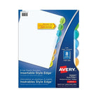 Avery Style Edge Plastic Insertable Dividers for Laser and Inkjet Printers - 8 Tabs - Multi-colour-Easy to customize divider tabs with free templates and designs using Design & Print Online Software