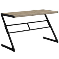 Monarch Specialties 7373 48" Computer Desk - Dark Taupe/Black Metal-Chic modern design with a unique z-shaped black metal base