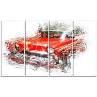 Designart Orange Classic Car Gallery-Wrapped Canvas, (PT2626-271)-Print
