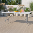 Flash Furniture 30"W x 72"L Granite Plastic Folding Table, White-330 lb. Static Load Capacity