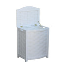 Oceanstar BHV0100W Bowed Front Veneer Laundry Wood Hamper with Interior Bag, White-Hand grips on both sides for portability