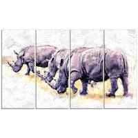 Designart Walking Rhinos Canvas Art Print, 5 Panels, (PT2340-271)-Print